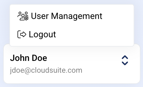 Menu showing Logout and User Management options